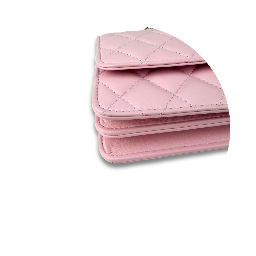 ペールピンク パール トップハンドル ウォレットオンチェーン